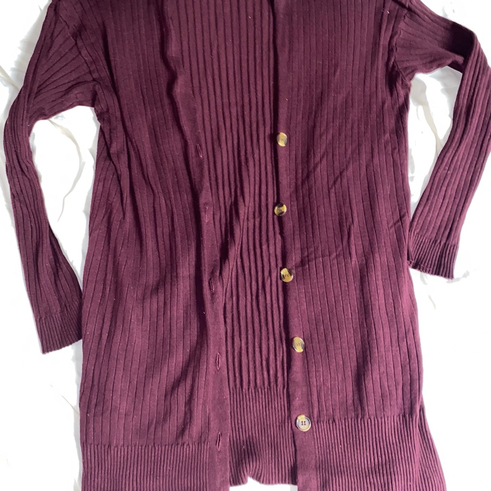 Falls Creek Wine Colored Long Cardigan Sweater